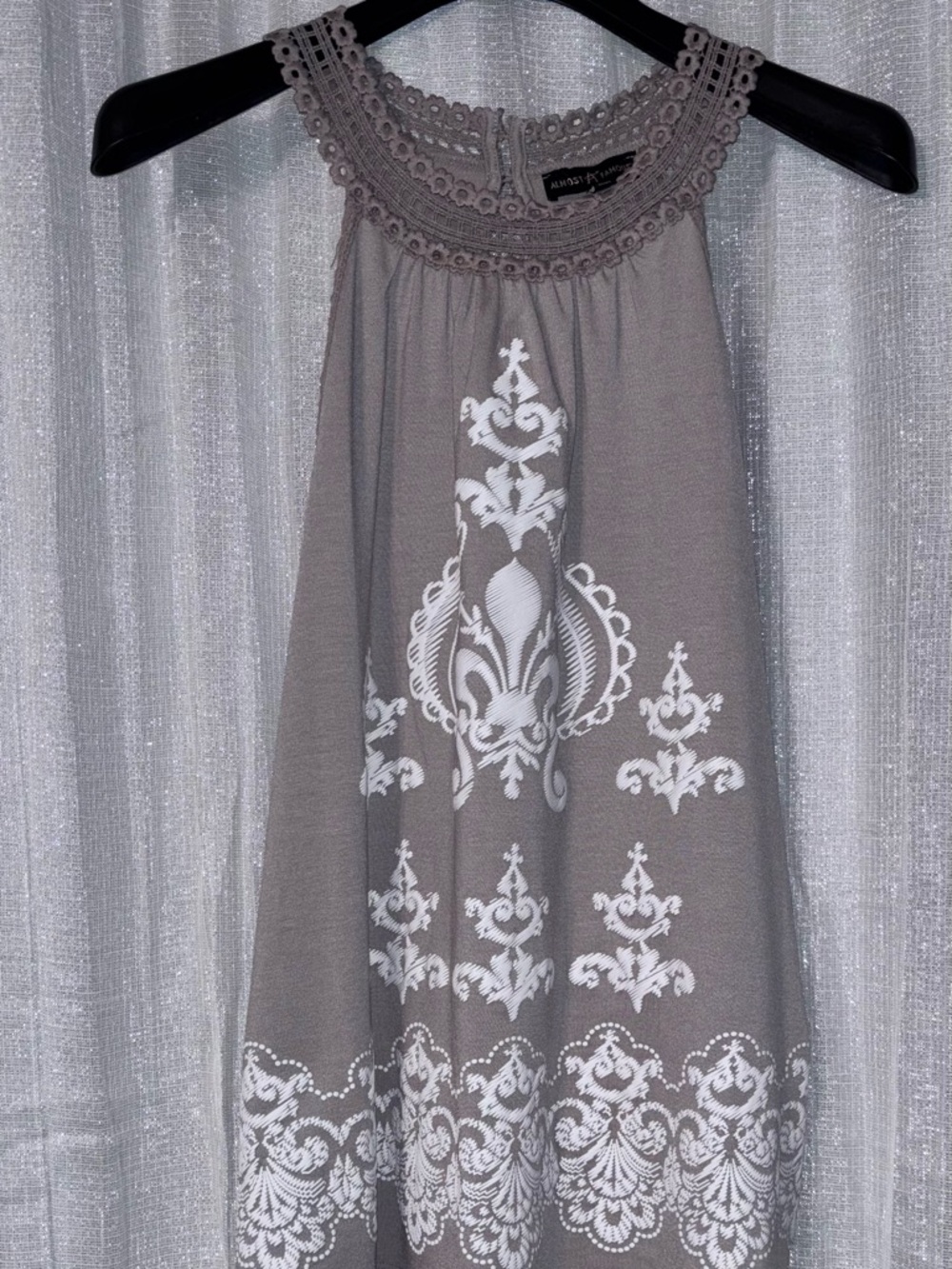 Almost Famous Mauve-Taupe Crochet Halter Tank